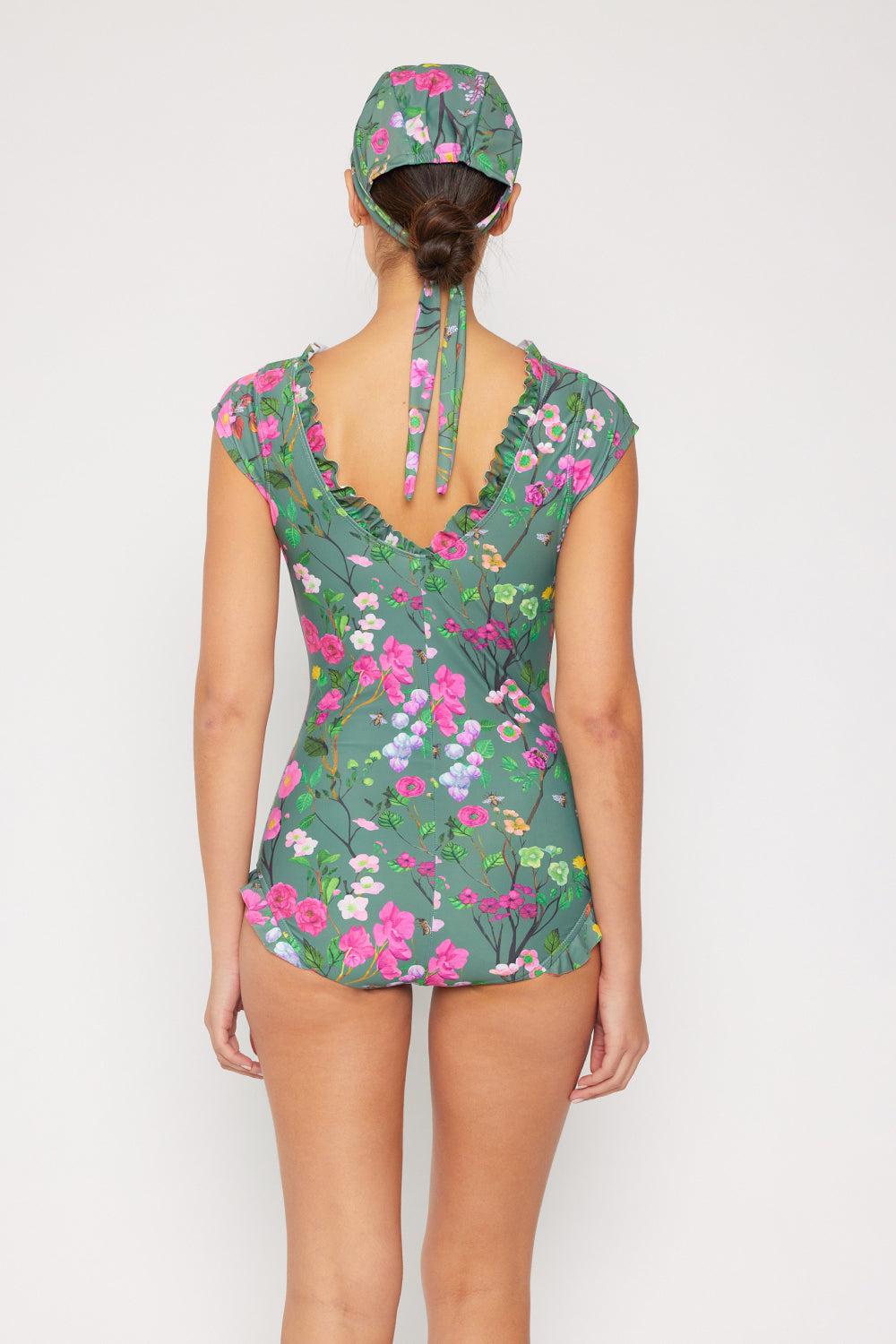 Marina West Swim Bring Me Flowers V-Neck One Piece Swimsuit In Sage BLUE ZONE PLANET