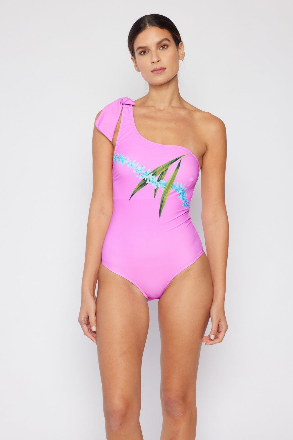 Marina West Swim Vacay Mode One Shoulder Swimsuit in Carnation Pink BLUE ZONE PLANET