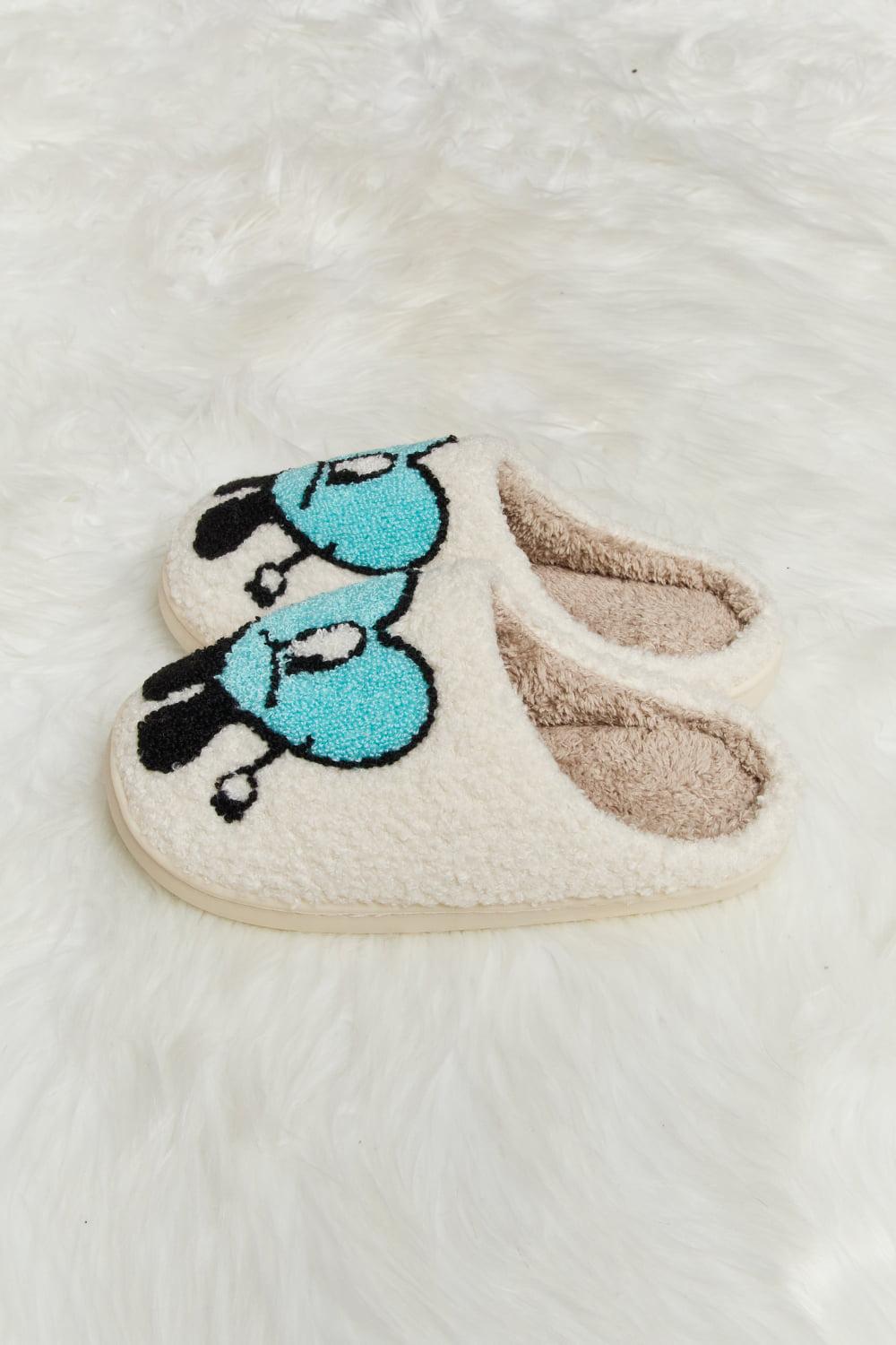 Melody Love Heart Print Plush Slippers BLUE ZONE PLANET