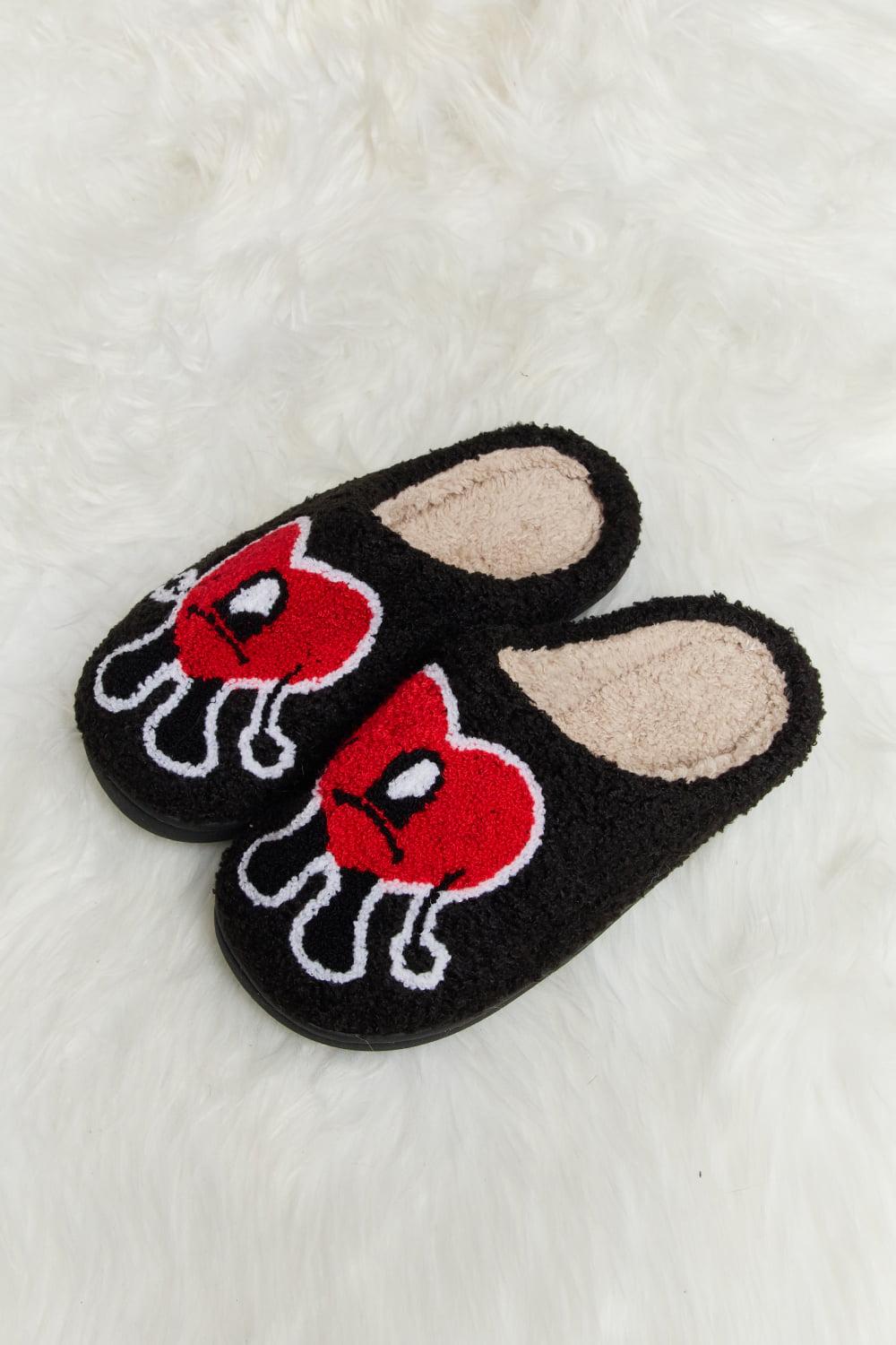 Melody Love Heart Print Plush Slippers BLUE ZONE PLANET