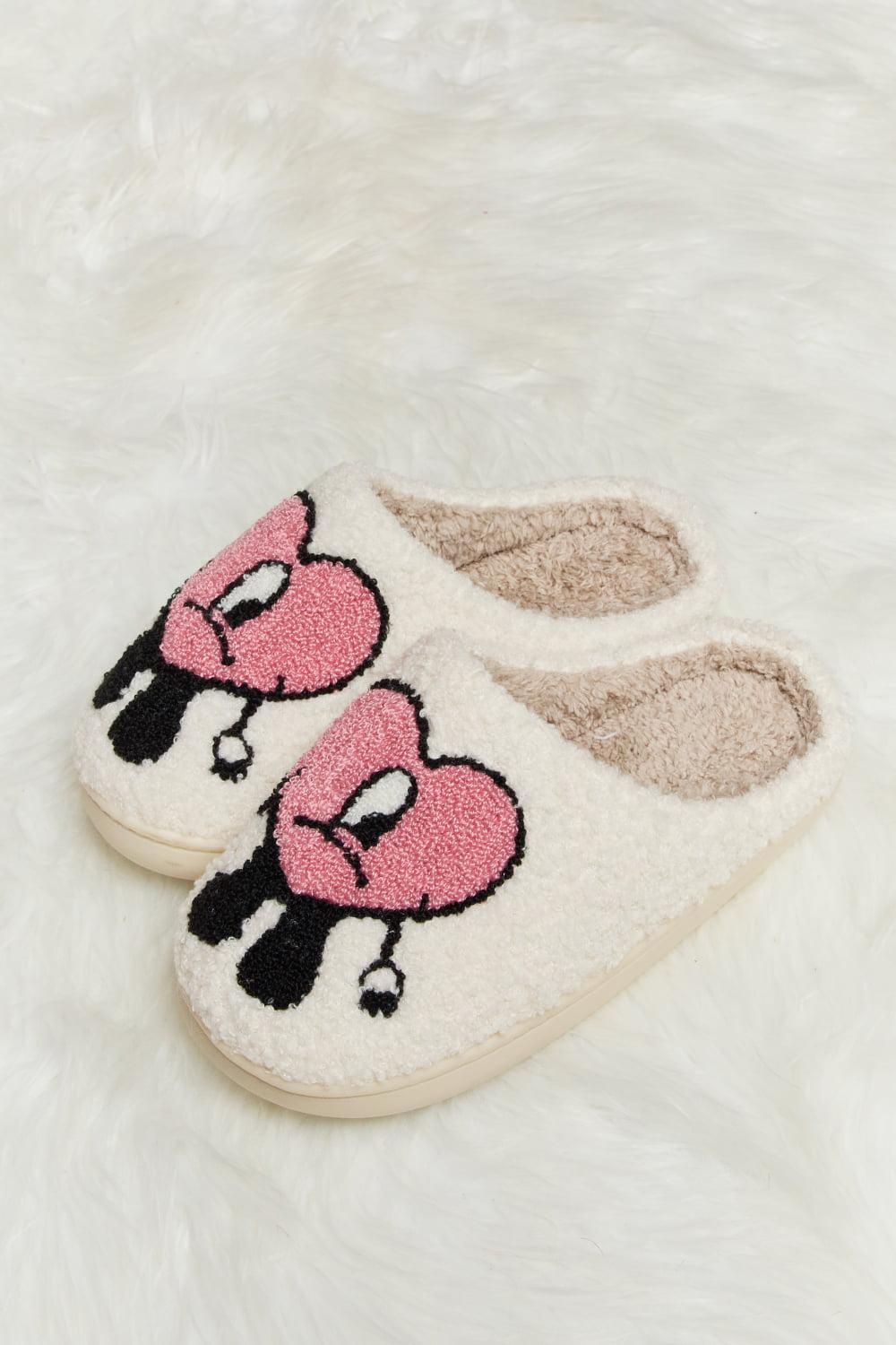 Melody Love Heart Print Plush Slippers BLUE ZONE PLANET