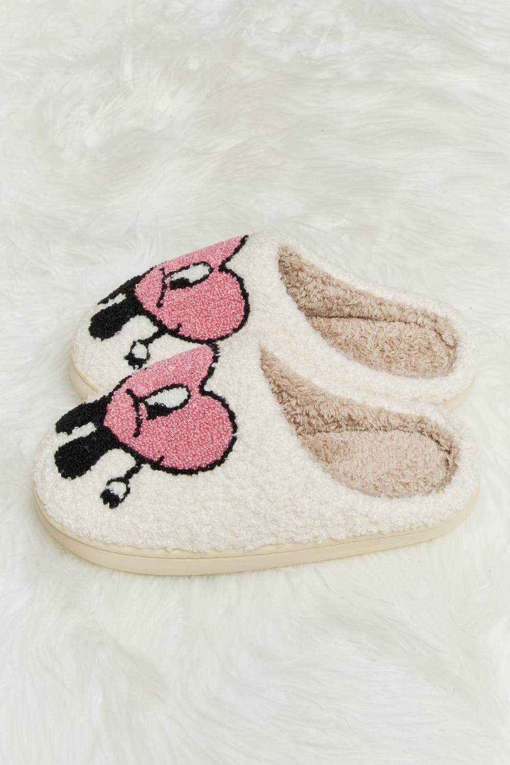 Melody Love Heart Print Plush Slippers BLUE ZONE PLANET