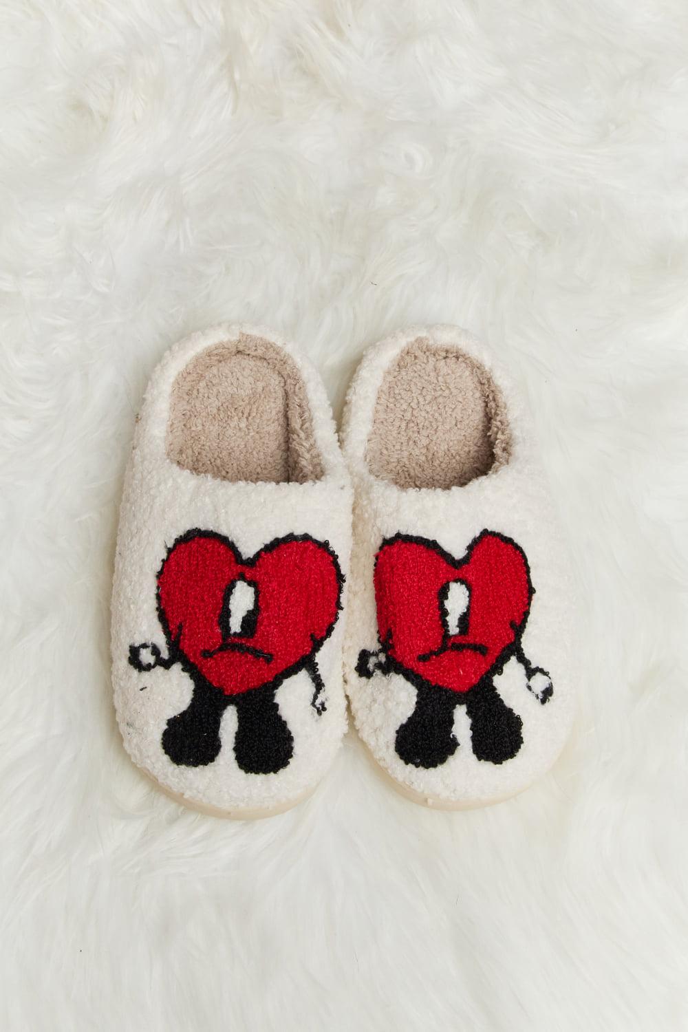 Melody Love Heart Print Plush Slippers BLUE ZONE PLANET