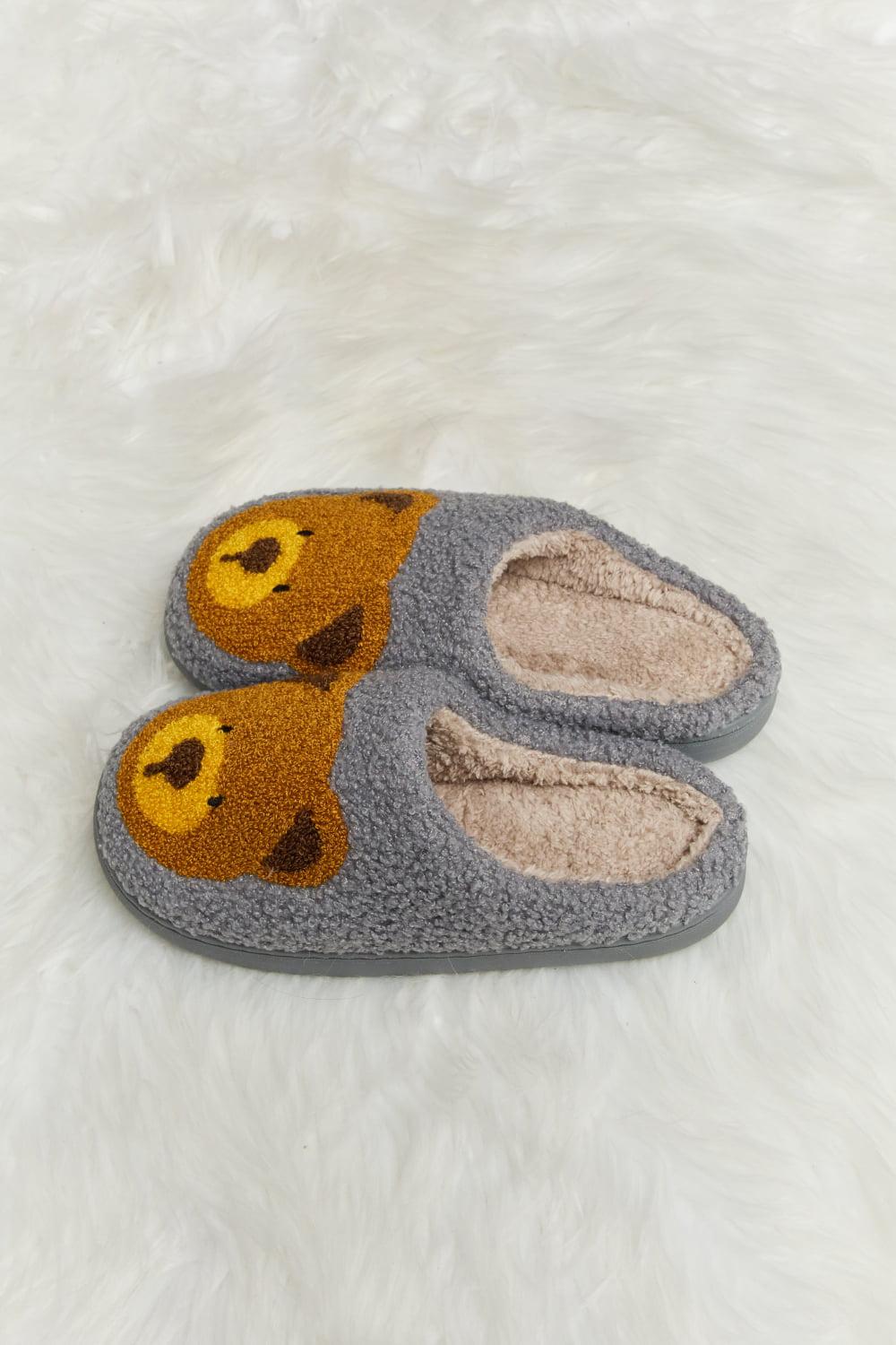 Melody Teddy Bear Print Plush Slide Slippers BLUE ZONE PLANET