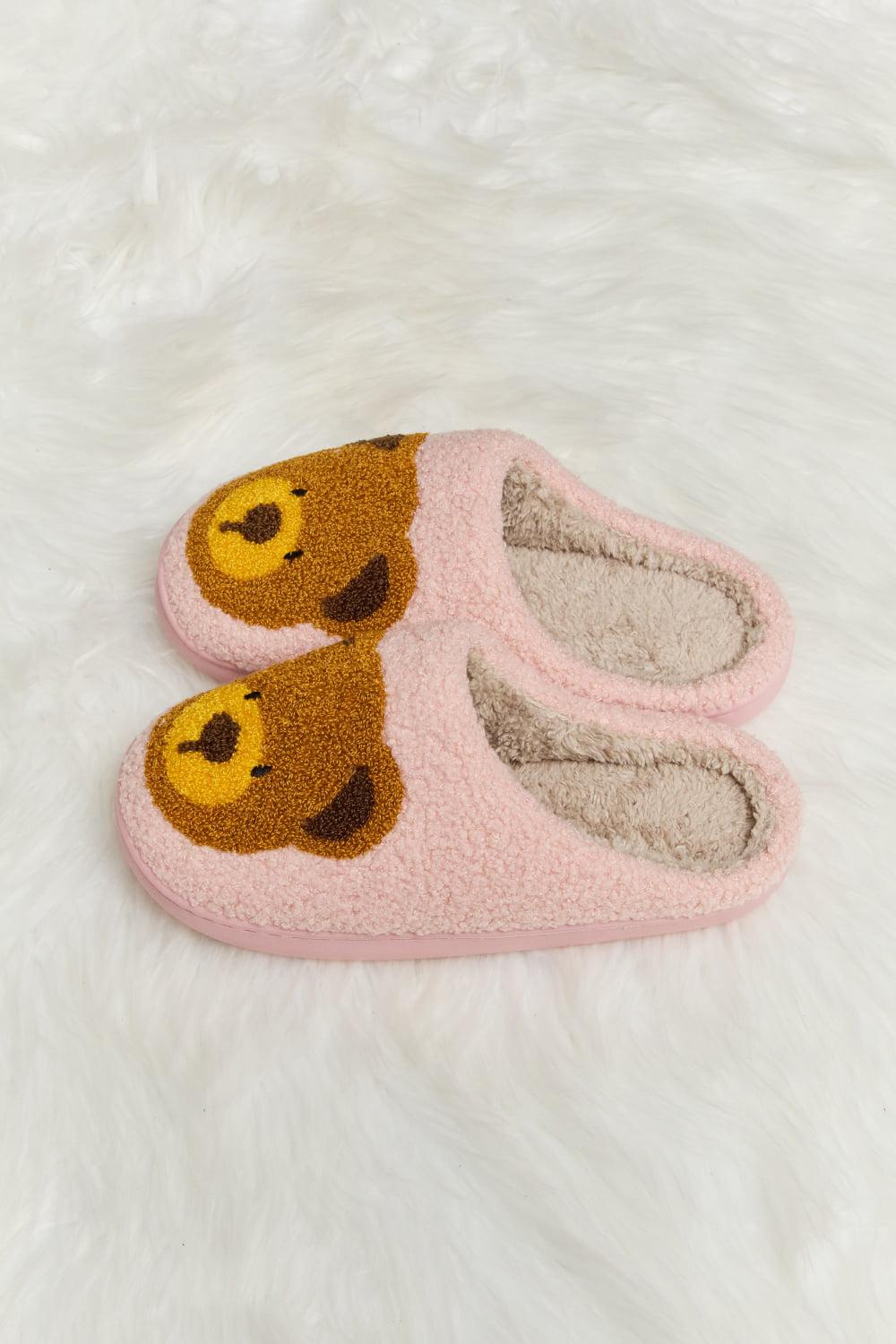 Melody Teddy Bear Print Plush Slide Slippers BLUE ZONE PLANET