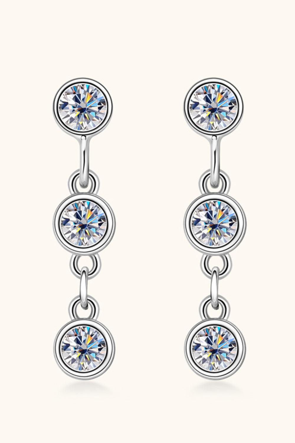 Moissanite 925 Sterling Silver Drop Earrings BLUE ZONE PLANET