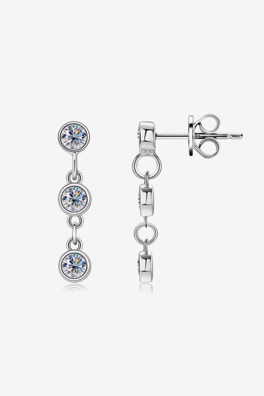 Moissanite 925 Sterling Silver Drop Earrings BLUE ZONE PLANET