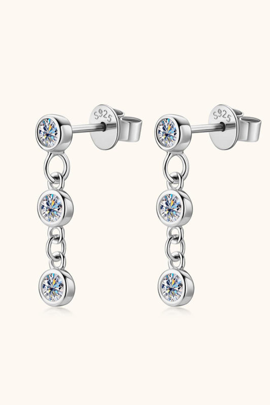 Moissanite 925 Sterling Silver Drop Earrings BLUE ZONE PLANET