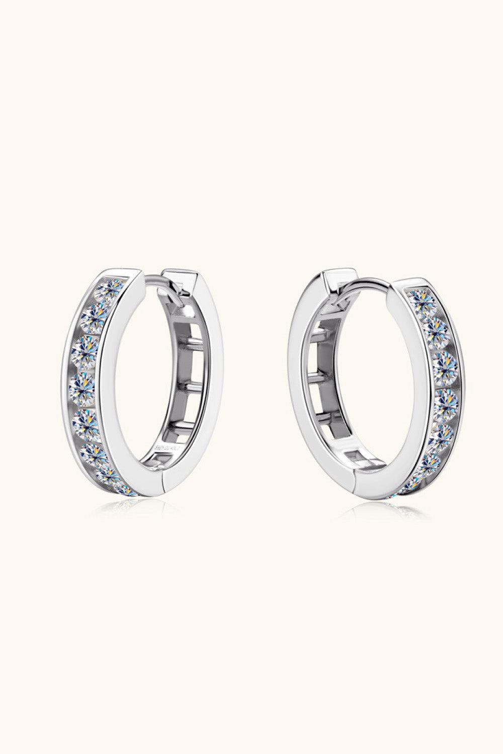 Moissanite 925 Sterling Silver Huggie Earrings BLUE ZONE PLANET