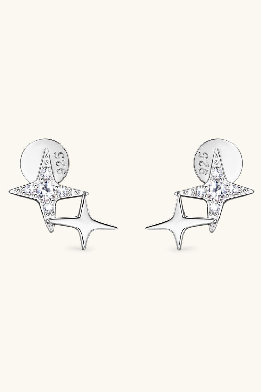 Moissanite 925 Sterling Silver Star Shape Earrings BLUE ZONE PLANET