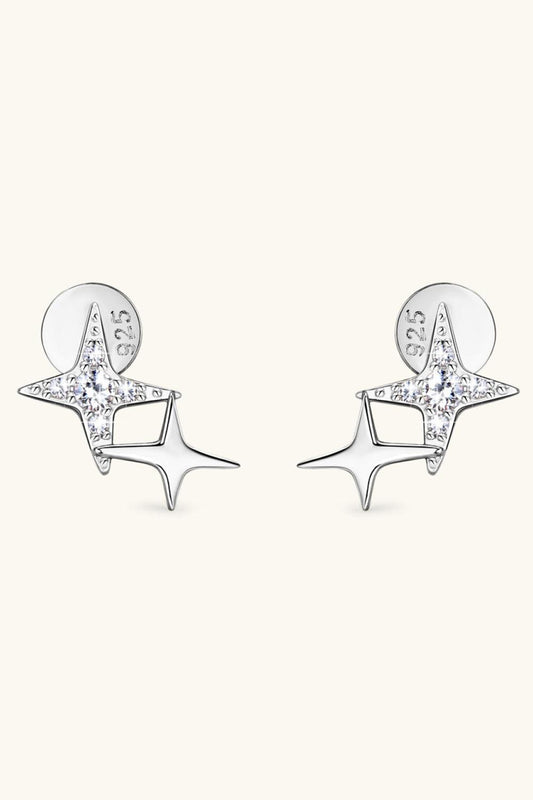 Moissanite 925 Sterling Silver Star Shape Earrings BLUE ZONE PLANET