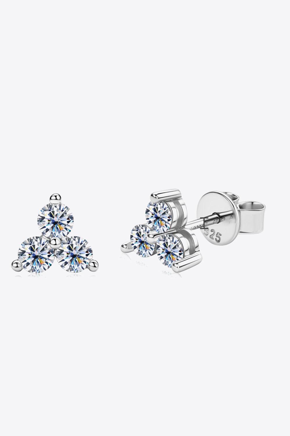 Moissanite 925 Sterling Silver Stud Earrings BLUE ZONE PLANET