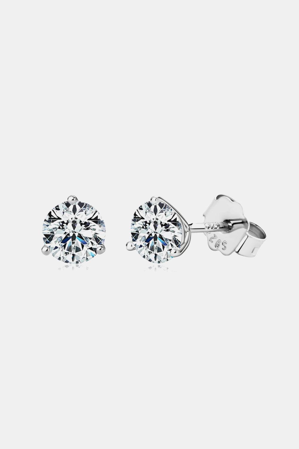 Moissanite 925 Sterling Silver Stud Earrings BLUE ZONE PLANET