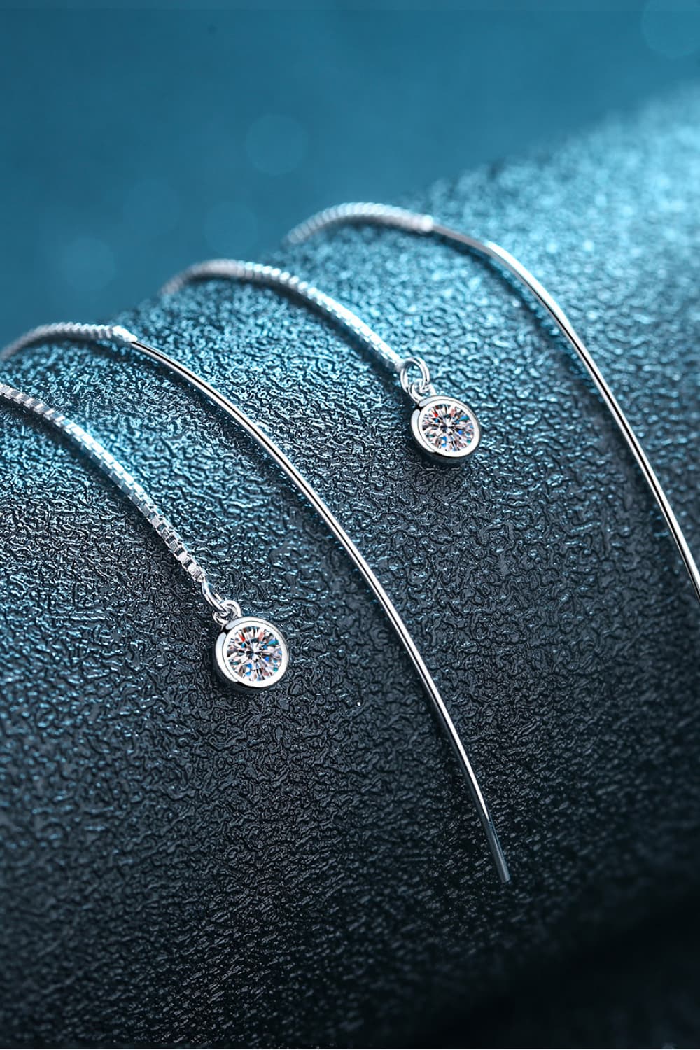 Moissanite 925 Sterling Silver Threader Earrings BLUE ZONE PLANET