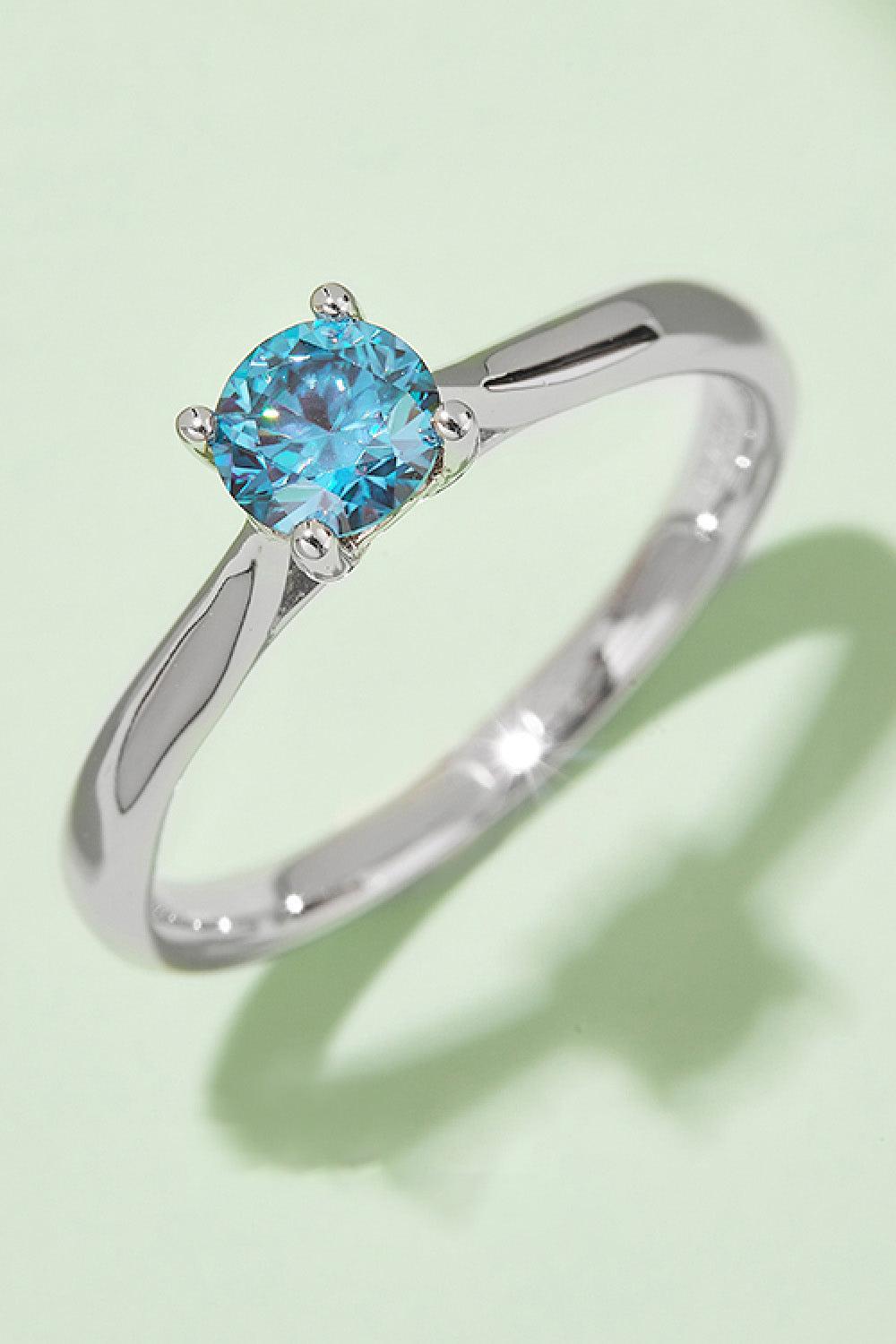 Moissanite Contrast 925 Sterling Silver Solitaire Ring BLUE ZONE PLANET