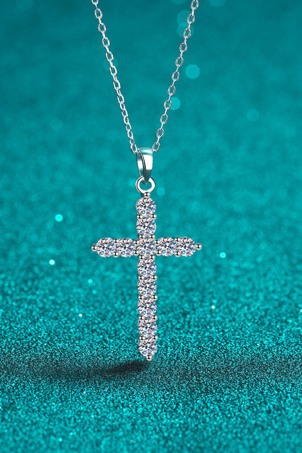 Moissanite Cross Pendant Chain Necklace BLUE ZONE PLANET