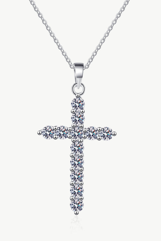 Moissanite Cross Pendant Chain Necklace BLUE ZONE PLANET