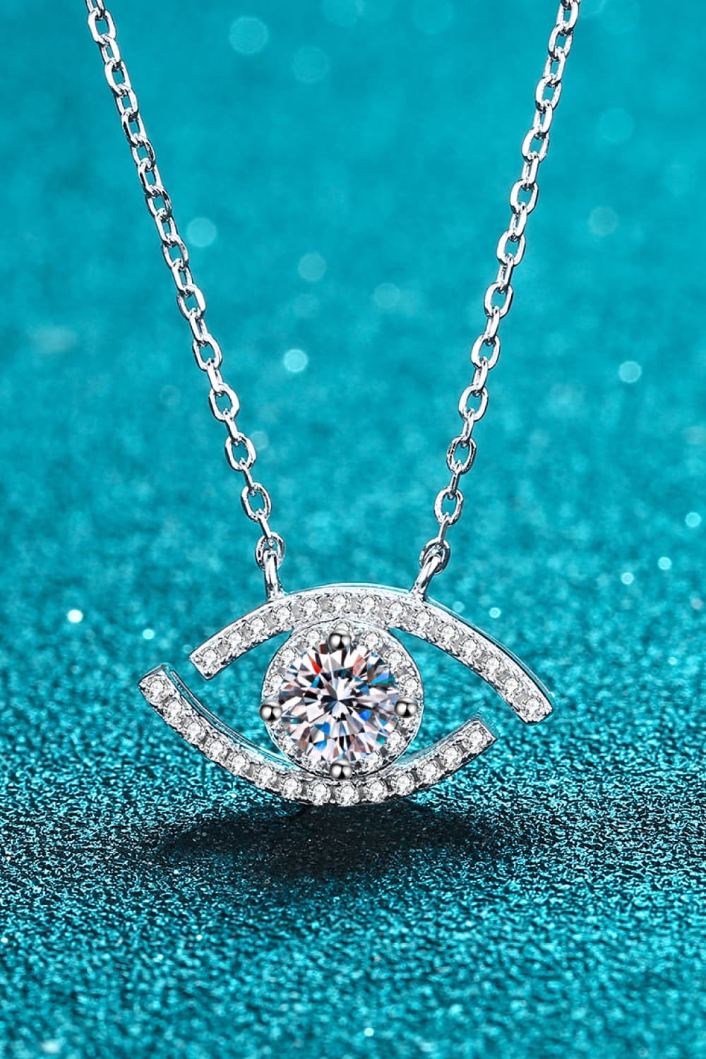 Moissanite Evil Eye Pendant 925 Sterling Silver Necklace BLUE ZONE PLANET