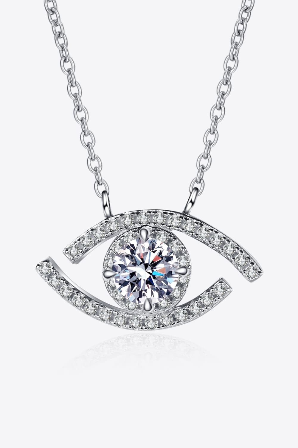 Moissanite Evil Eye Pendant 925 Sterling Silver Necklace BLUE ZONE PLANET