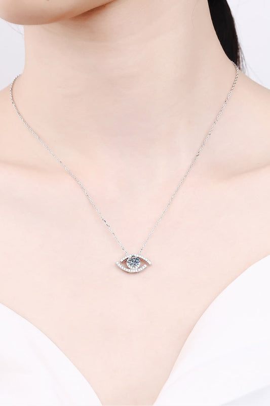 Moissanite Evil Eye Pendant 925 Sterling Silver Necklace BLUE ZONE PLANET
