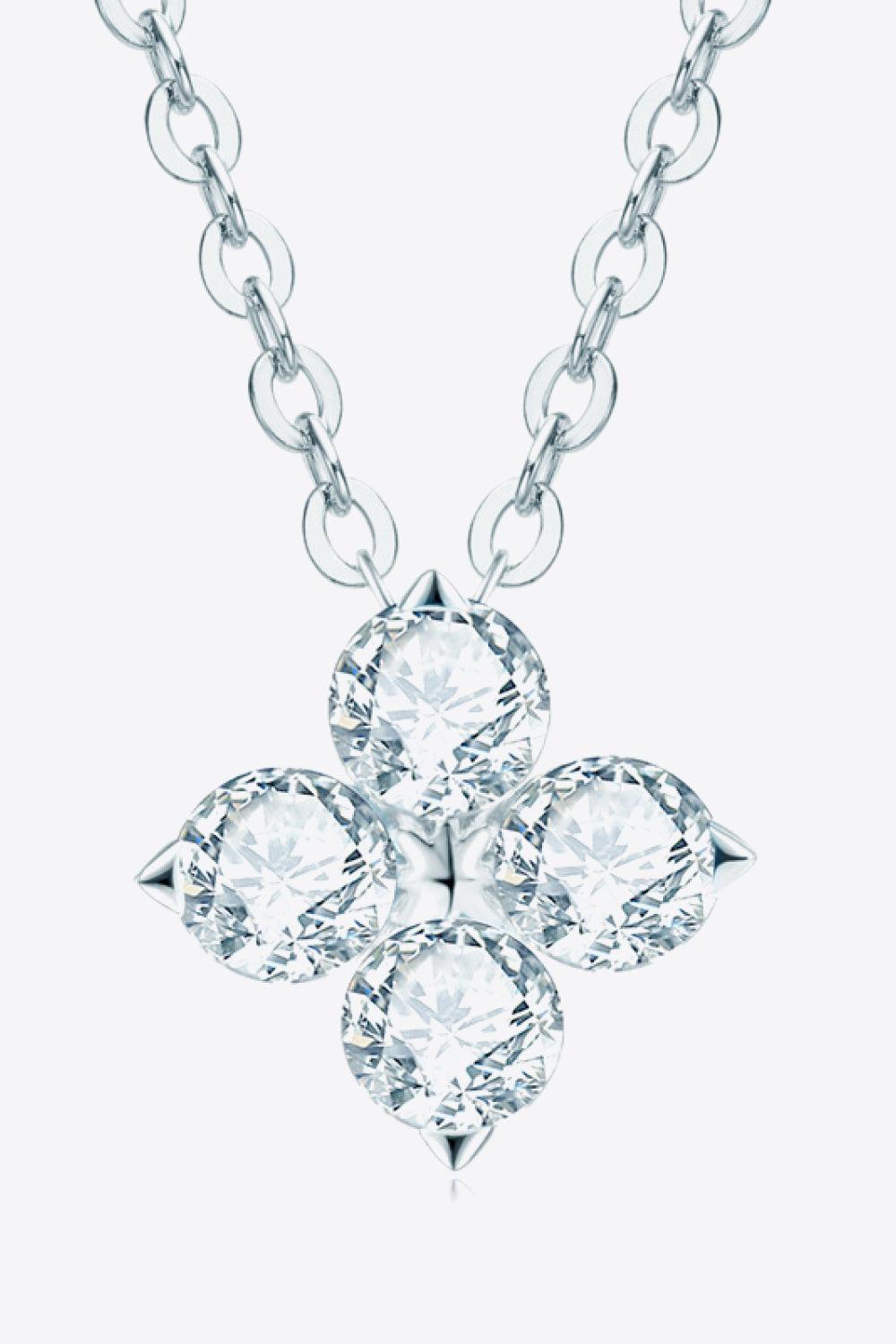 Moissanite Four Leaf Clover Pendant Necklace BLUE ZONE PLANET