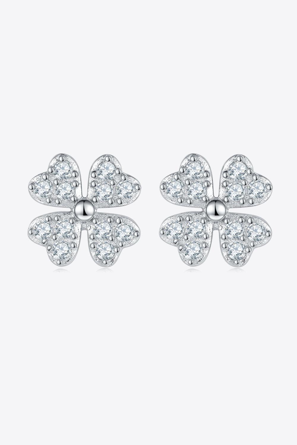 Moissanite Four Leaf Clover Stud Earrings BLUE ZONE PLANET