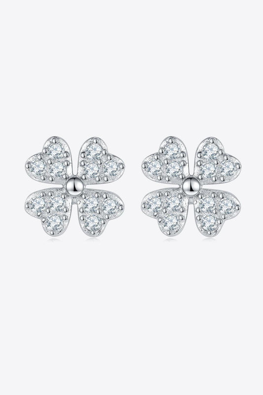 Moissanite Four Leaf Clover Stud Earrings BLUE ZONE PLANET