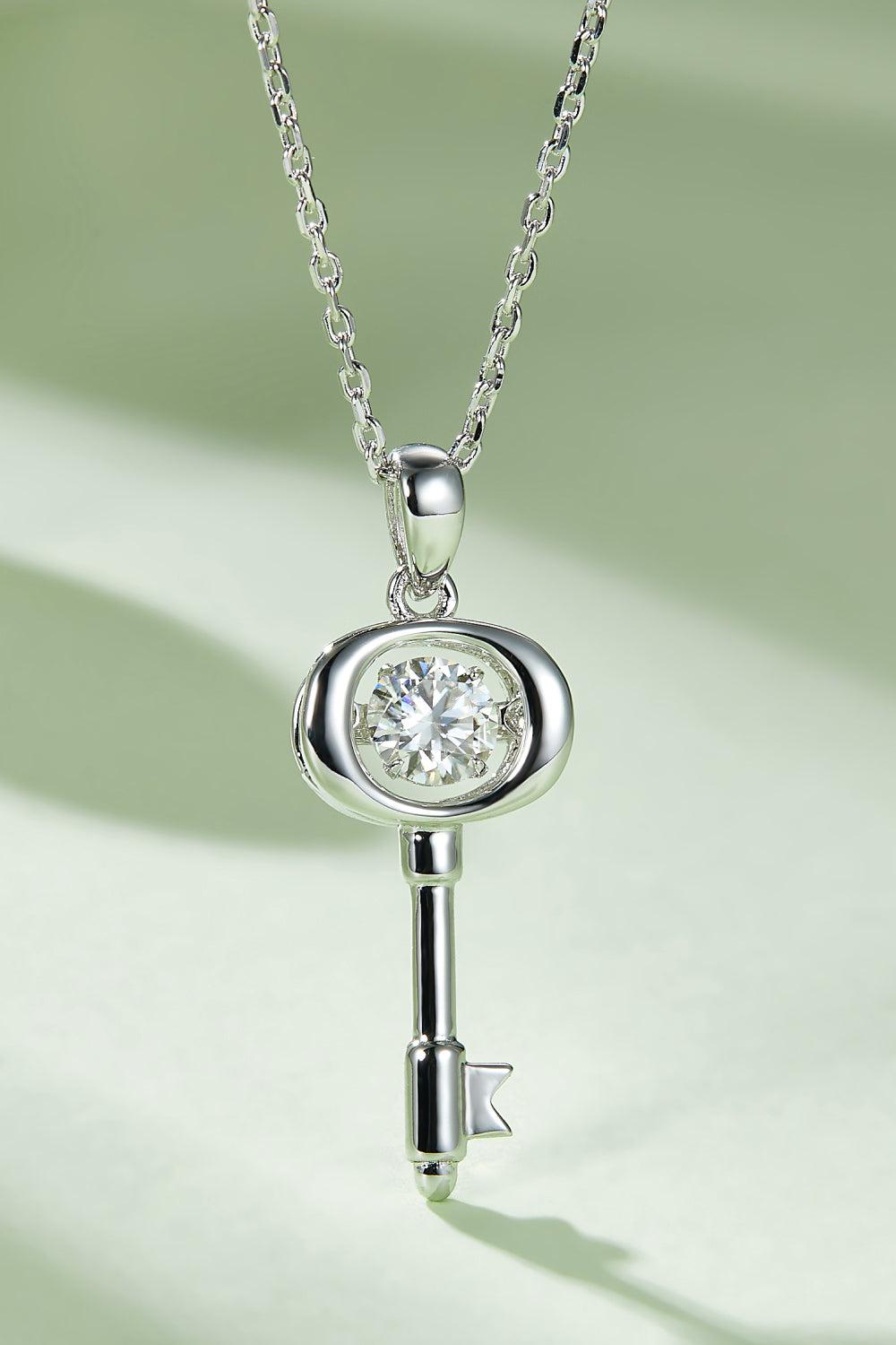 Moissanite Key Pendant Necklace BLUE ZONE PLANET