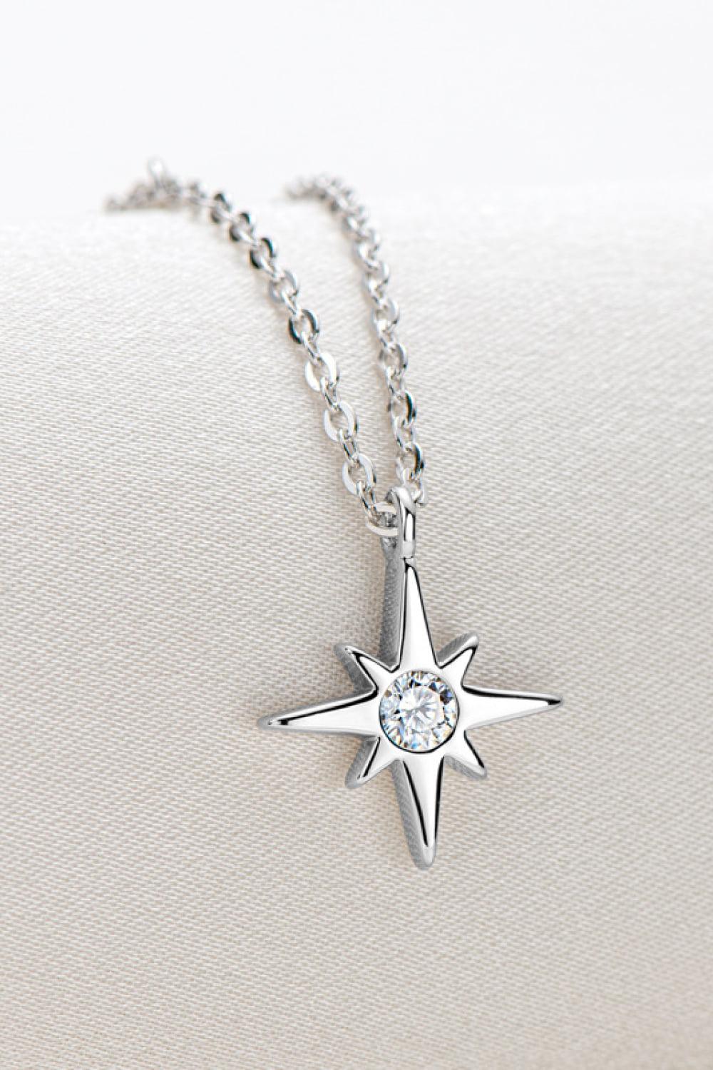Moissanite North Star Pendant 925 Sterling Silver Necklace BLUE ZONE PLANET