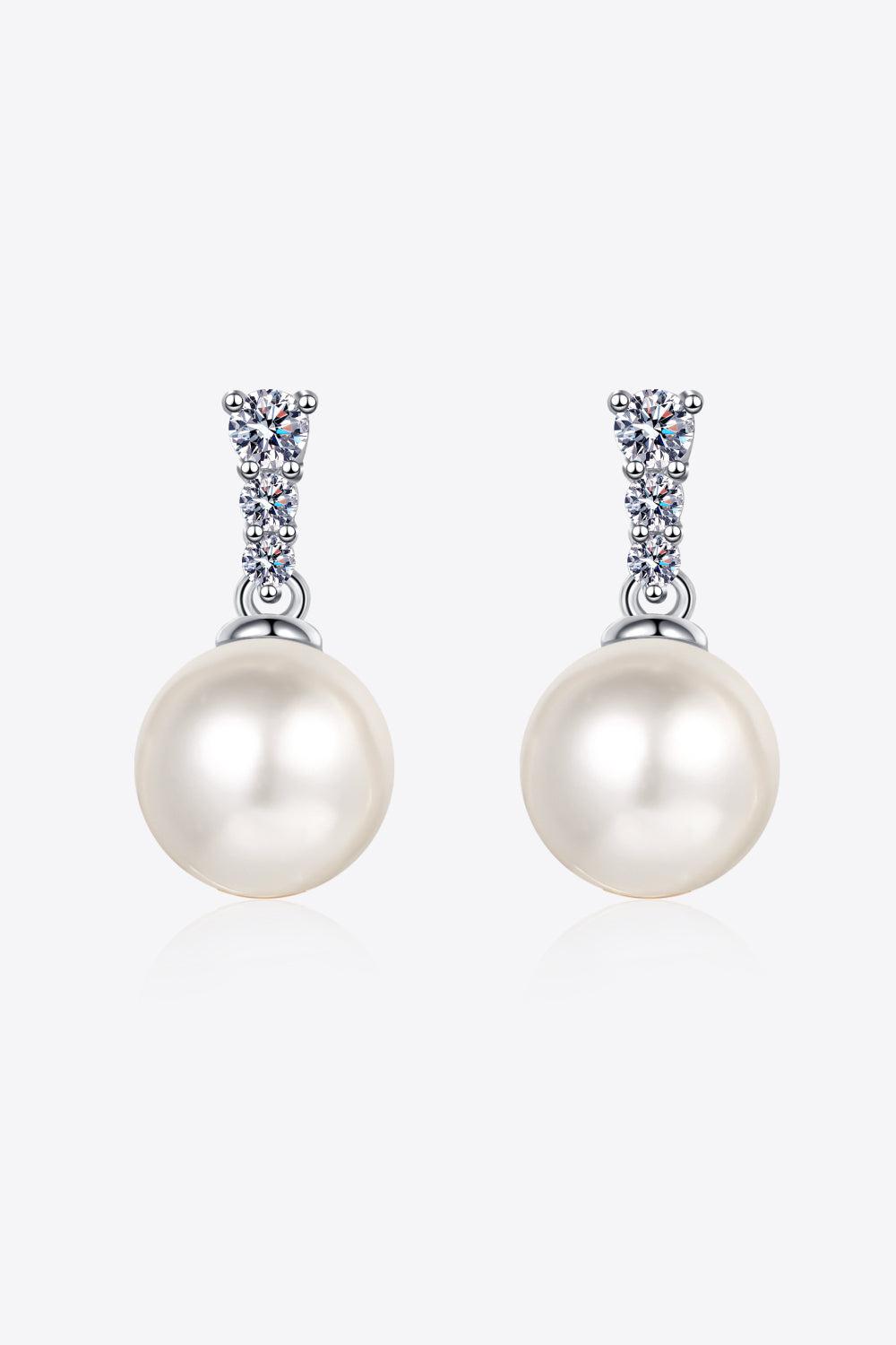 Moissanite Pearl Drop Earrings BLUE ZONE PLANET