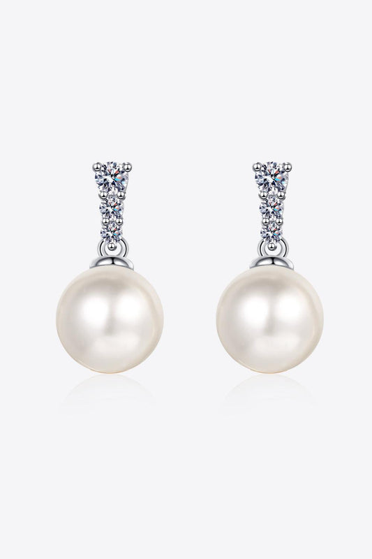 Moissanite Pearl Drop Earrings BLUE ZONE PLANET