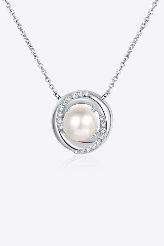 Moissanite Pearl Rhodium-Plated Necklace BLUE ZONE PLANET