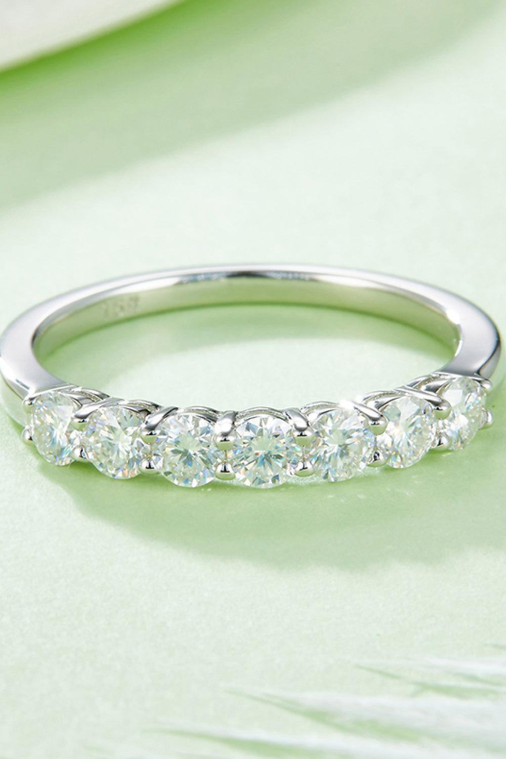 Moissanite Platinum-Plated Half-Eternity Ring BLUE ZONE PLANET