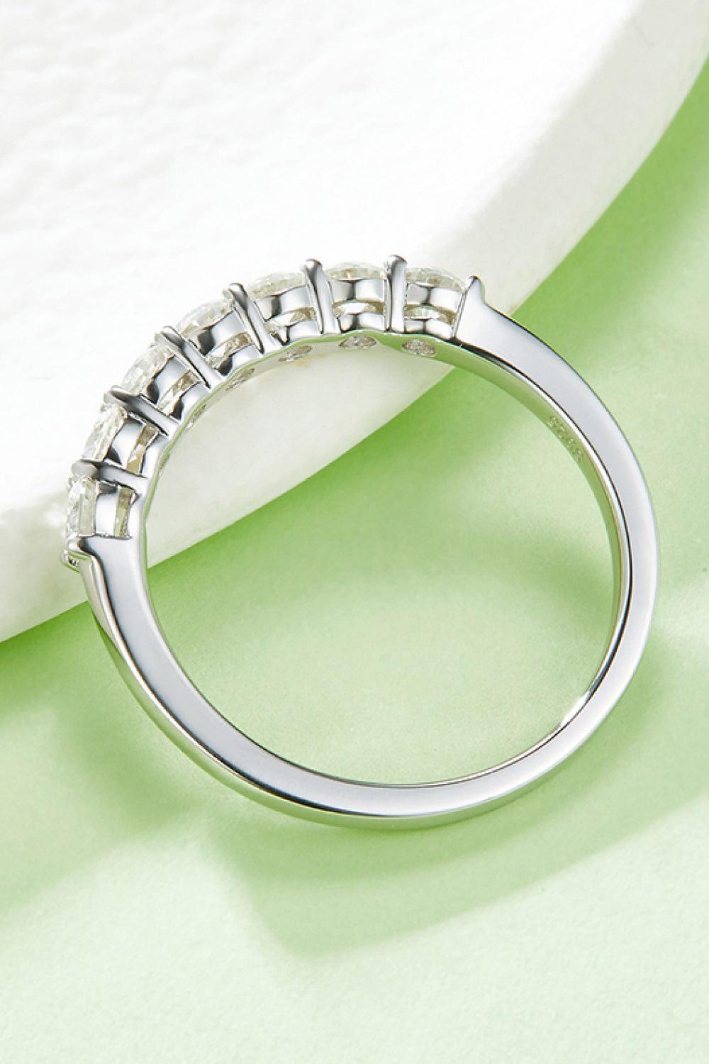 Moissanite Platinum-Plated Half-Eternity Ring BLUE ZONE PLANET