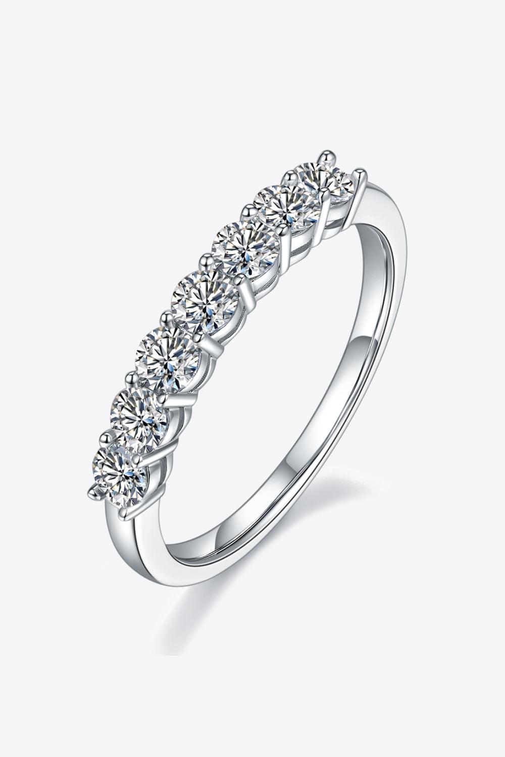 Moissanite Platinum-Plated Half-Eternity Ring BLUE ZONE PLANET