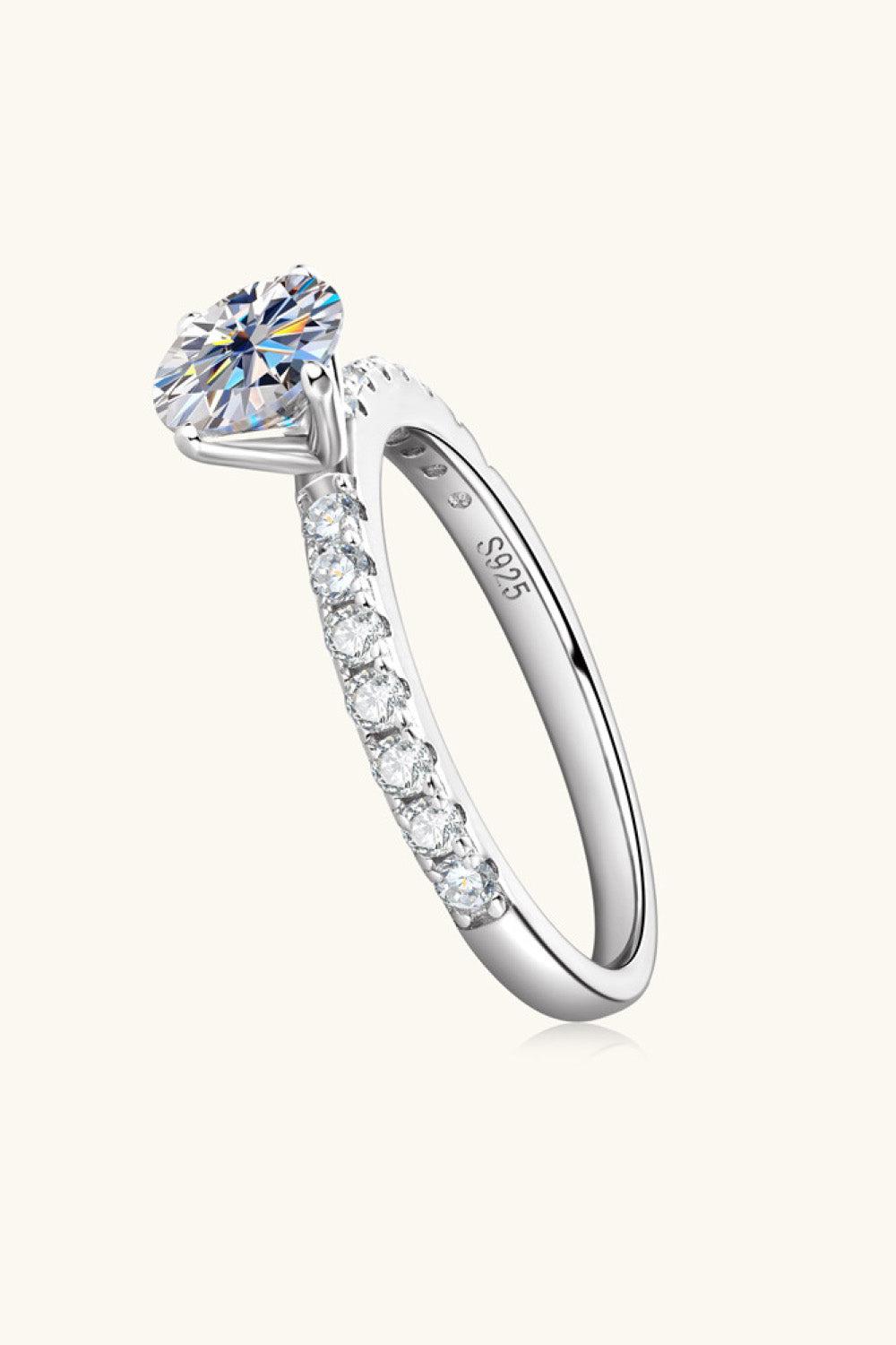 Moissanite Platinum-Plated Side Stone Ring BLUE ZONE PLANET