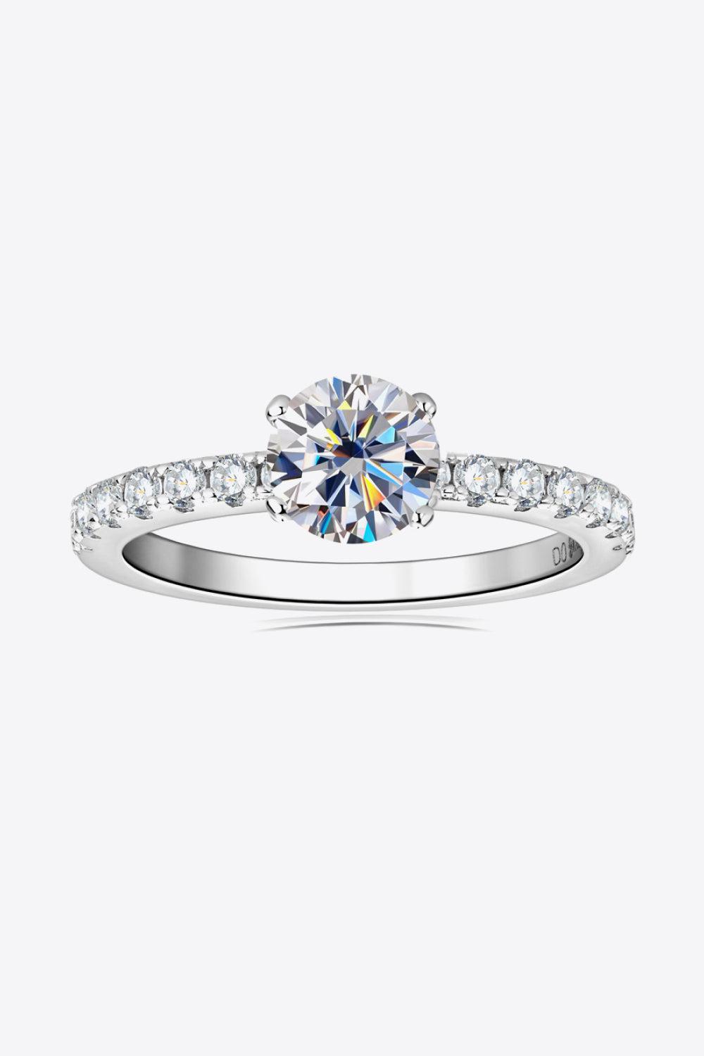 Moissanite Platinum-Plated Side Stone Ring BLUE ZONE PLANET