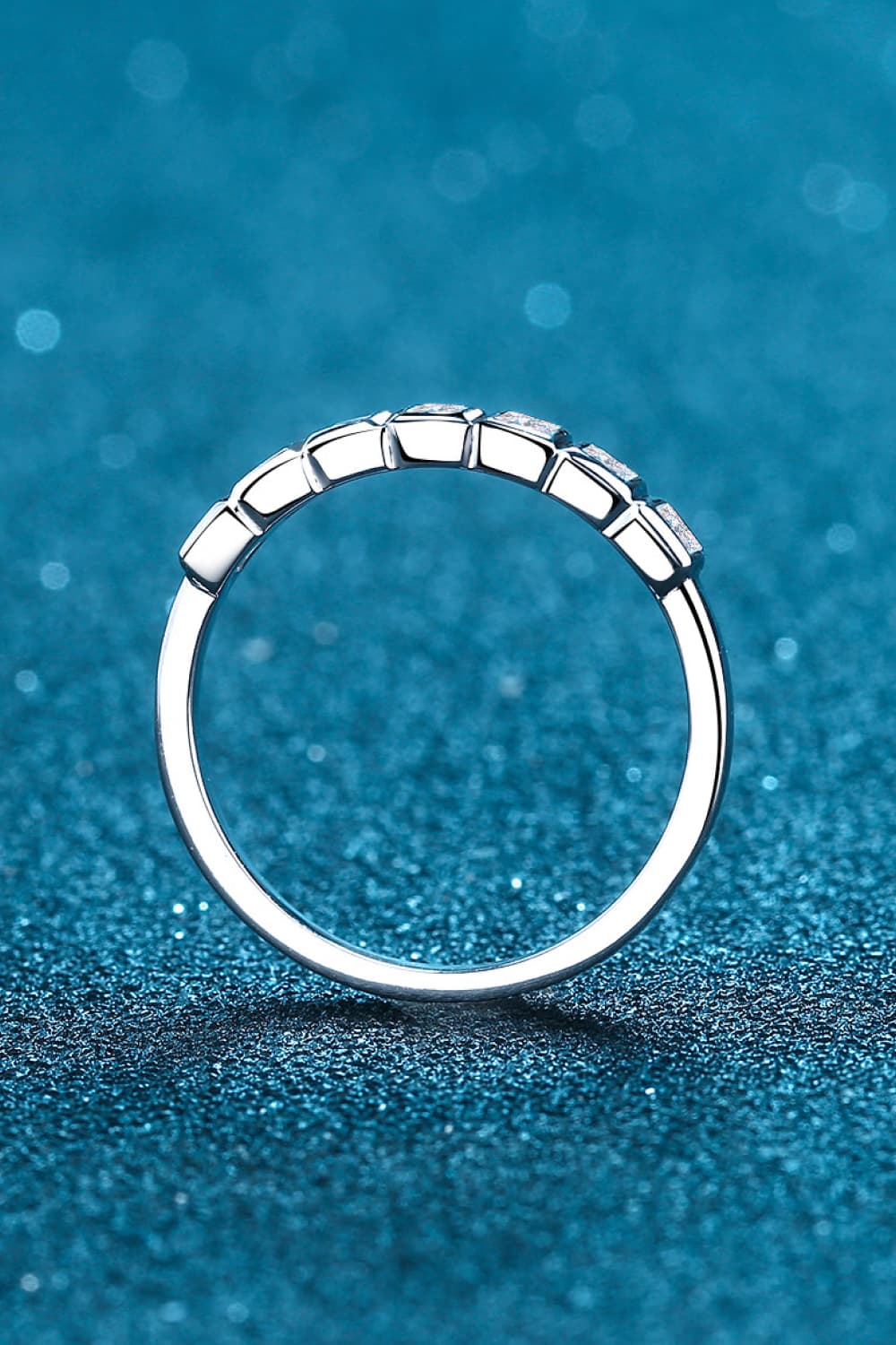 Moissanite Rhodium-Plated Half-Eternity Ring BLUE ZONE PLANET