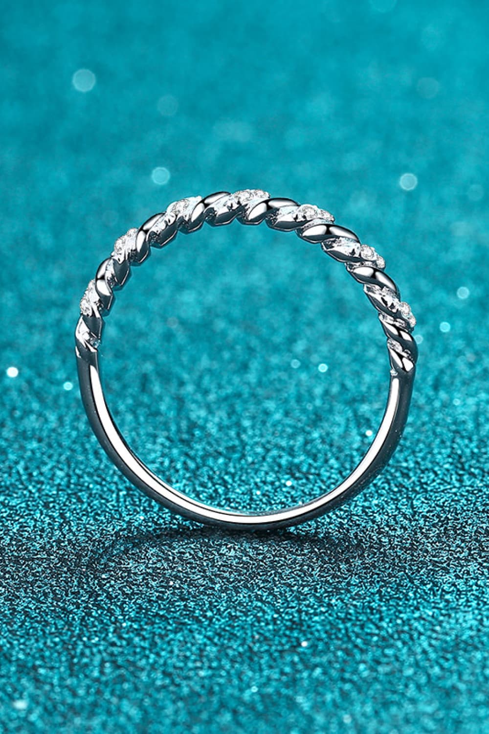 Moissanite Rhodium-Plated Half-Eternity Ring BLUE ZONE PLANET