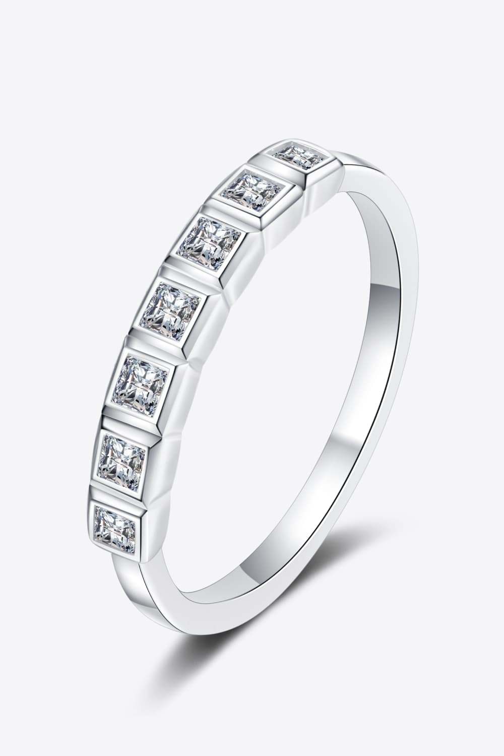 Moissanite Rhodium-Plated Half-Eternity Ring BLUE ZONE PLANET