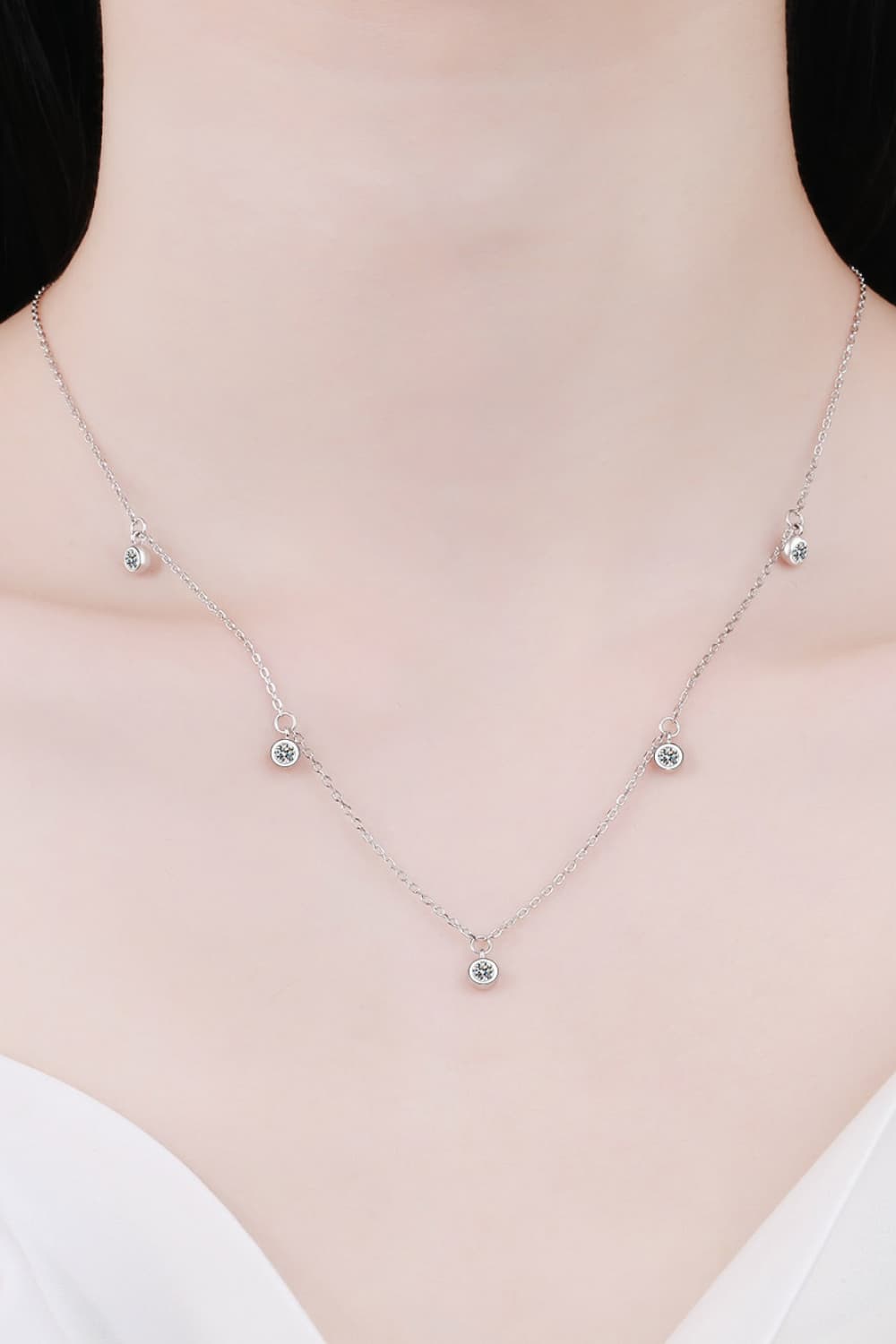 Moissanite Rhodium-Plated Necklace BLUE ZONE PLANET