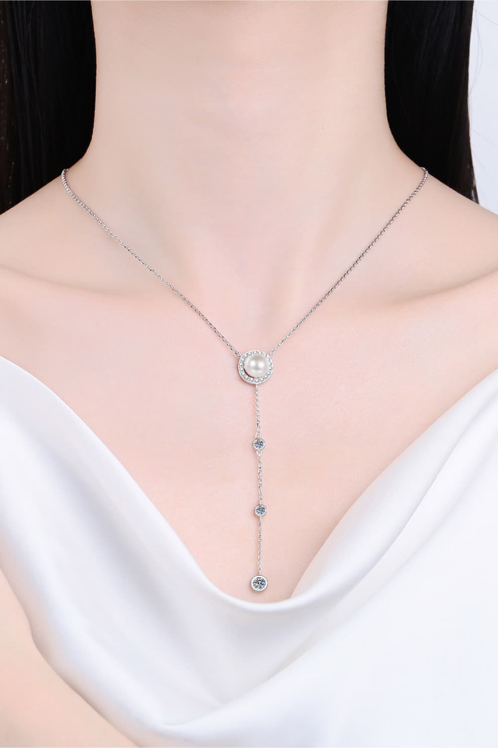 Moissanite Rhodium-Plated Necklace BLUE ZONE PLANET