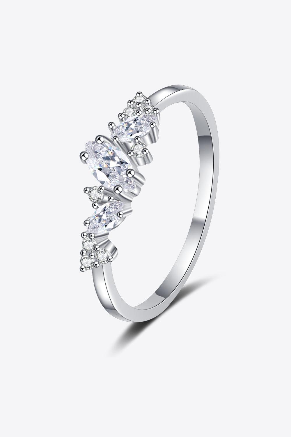 Moissanite Rhodium-Plated Ring BLUE ZONE PLANET