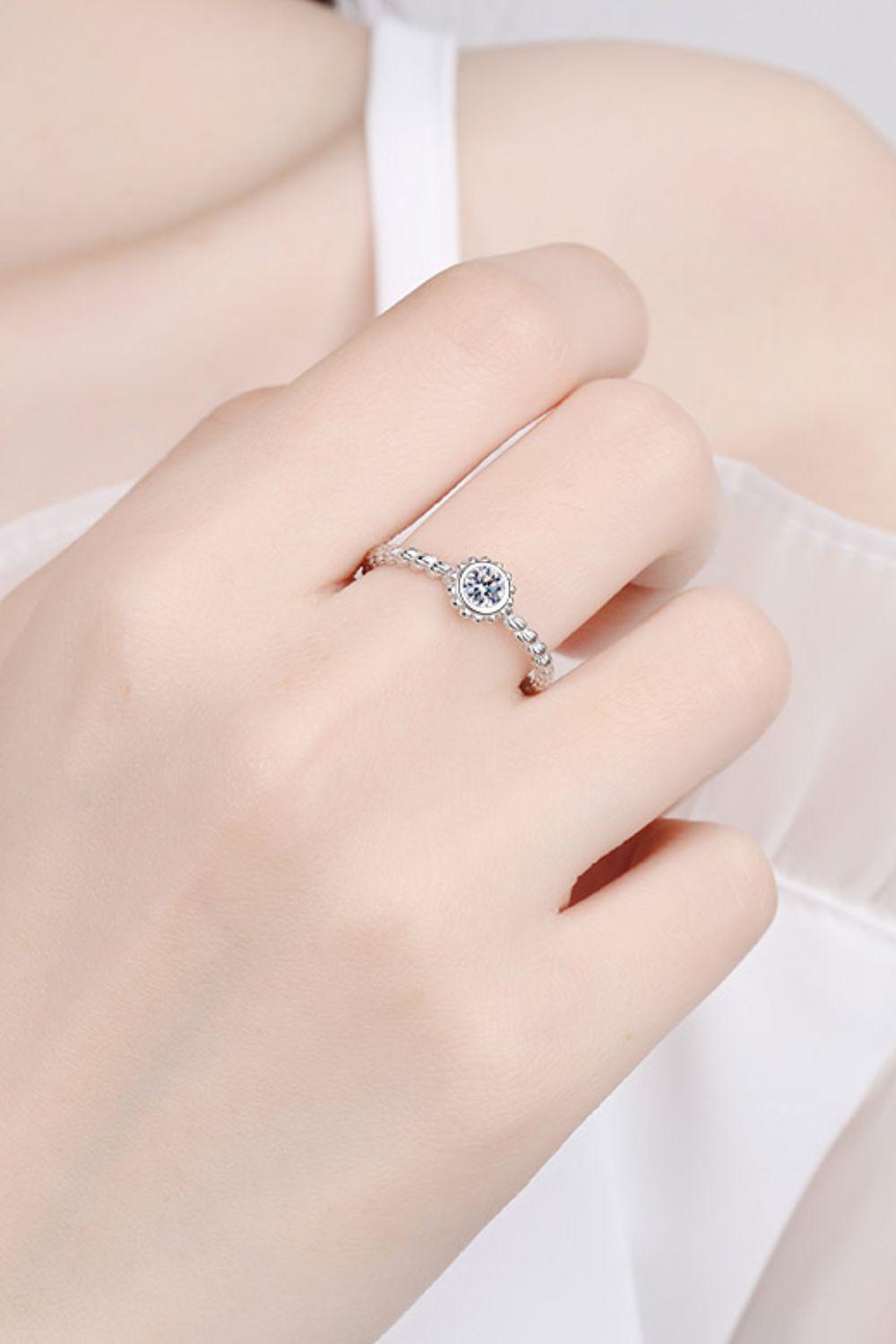 Moissanite Rhodium-Plated Ring BLUE ZONE PLANET