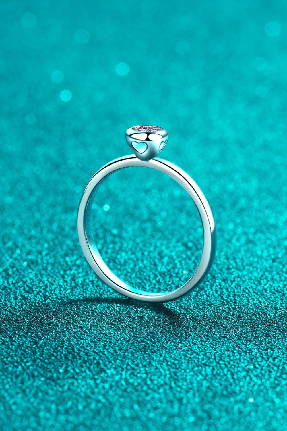 Moissanite Rhodium-Plated Solitaire Ring BLUE ZONE PLANET