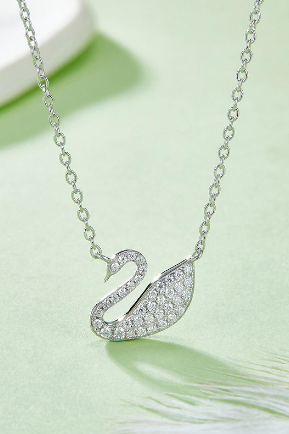 Moissanite Swan 925 Sterling Silver Necklace BLUE ZONE PLANET