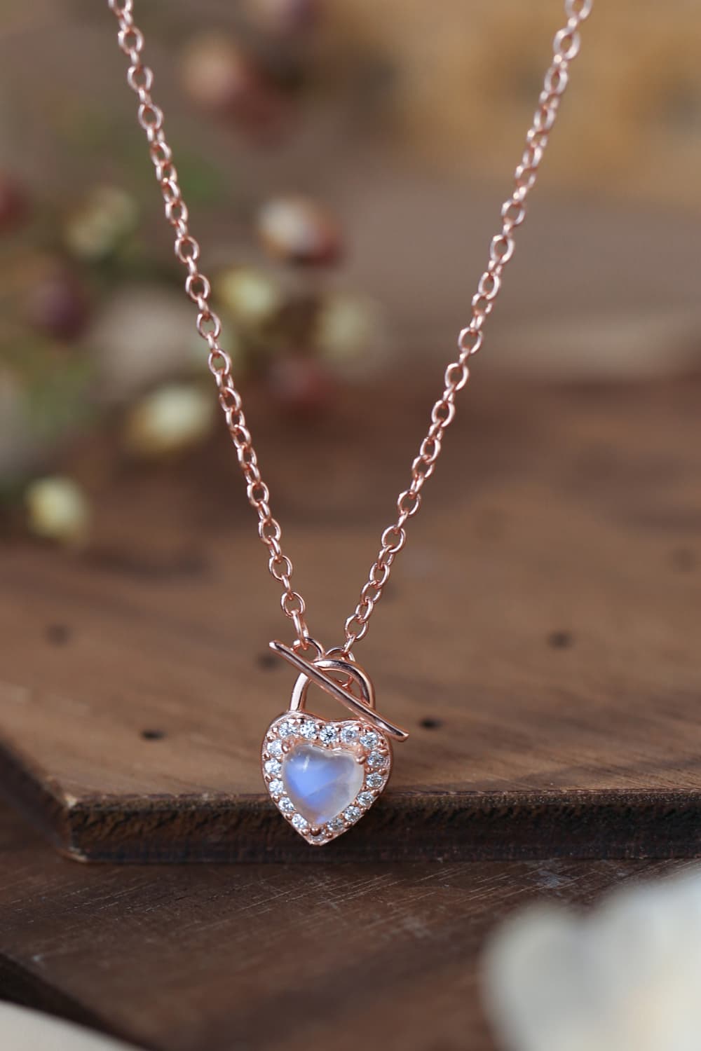Moonstone Heart Lock Pendant Necklace BLUE ZONE PLANET