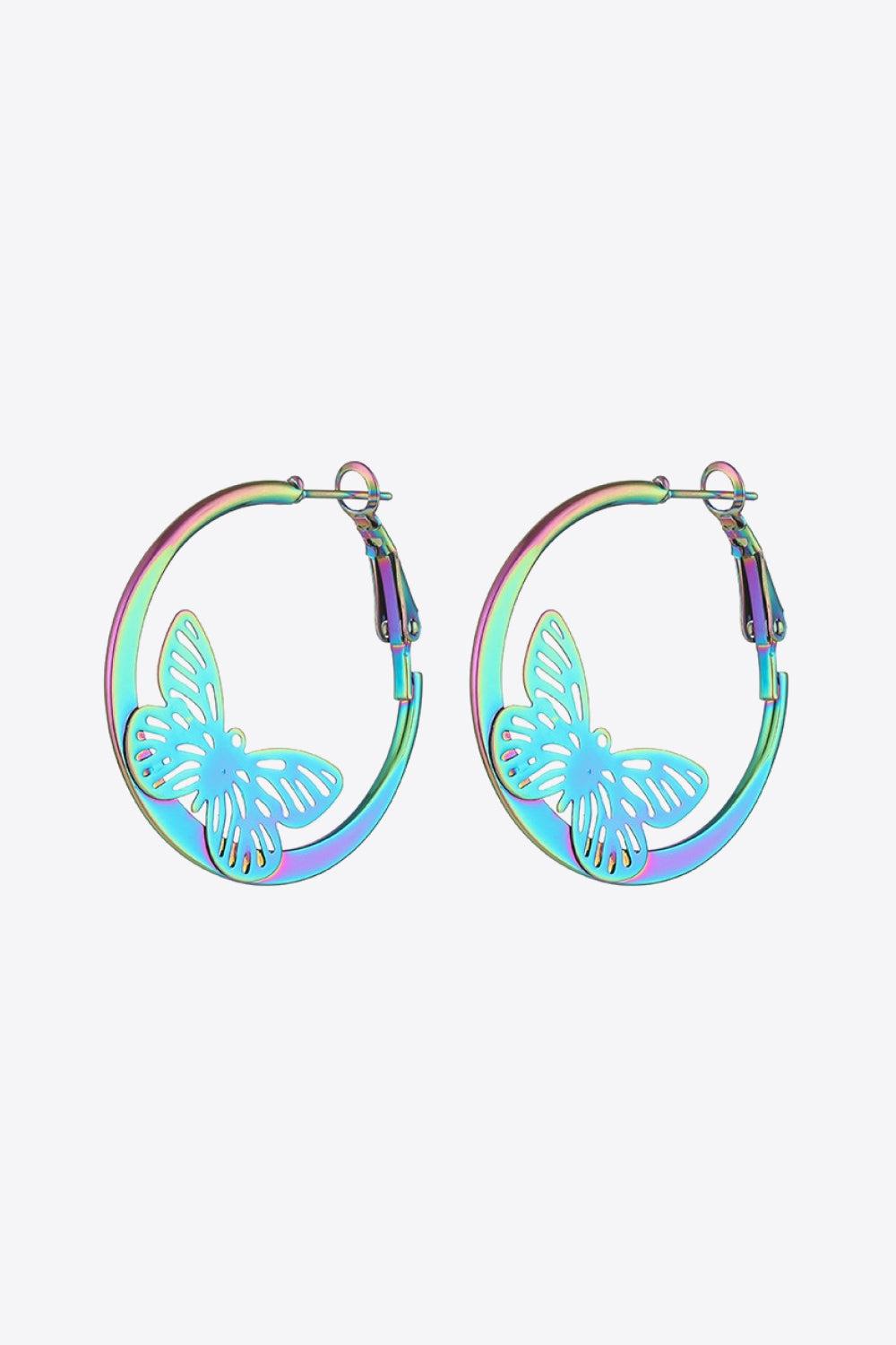 Multicolored Butterfly Huggie Earrings BLUE ZONE PLANET