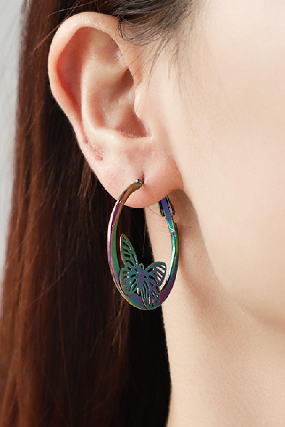 Multicolored Butterfly Huggie Earrings BLUE ZONE PLANET