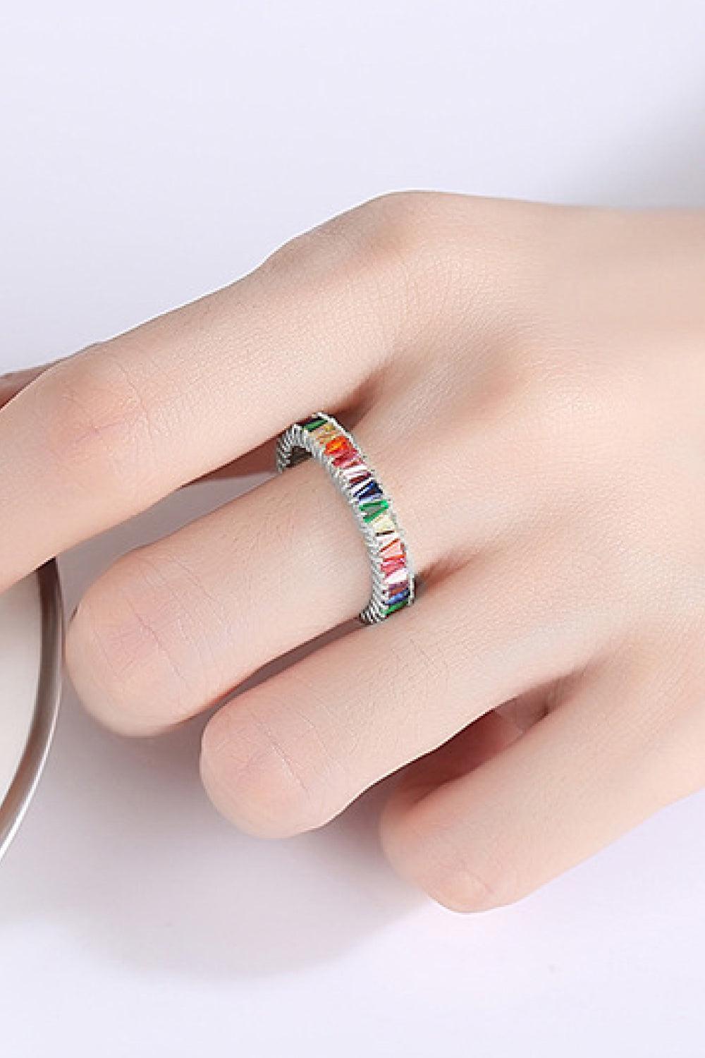 Multicolored Cubic Zirconia 925 Sterling Silver Ring BLUE ZONE PLANET